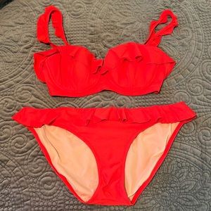 J Crew Red Ruffle Bikini!